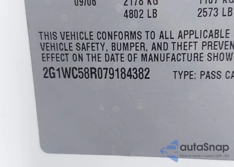 2007 Chevrolet Impala Lt from USA, damaged, VIN 2G1WC58R079184382